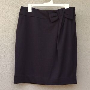 Anthropologie Faux Bow Front Black Pencil Skirt Women's 12